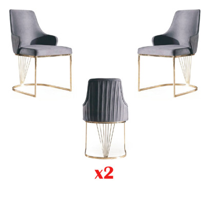 Chair 2x Dining Room new Chairs Upholstered Chair Metal Lounge Design Furniture