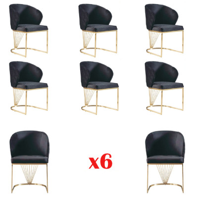 Set 6x Chair Chairs Armchair Dining room Suite Wood Modern Group Furniture