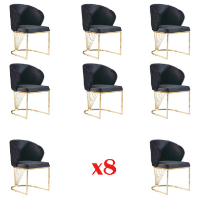 Set 8 Chair Group Armchair Upholstery Chairs Dining room Fabric Furniture Armchair