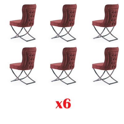 Dining room 6 Chairs stainless steel Design Furniture upholstered chair Italian style