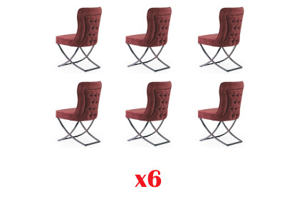 Dining room 6 Chairs stainless steel Design Furniture upholstered chair Italian style
