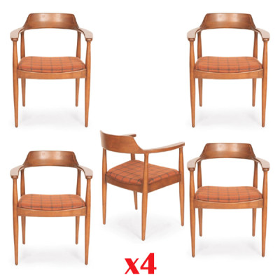 Dining room Group Chair Suite 4x Chairs Seat Upholstery Solid Wood