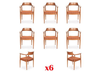 Set 6 Chairs Luxury Design Upholstery Solid Wood Seat Office Dining room