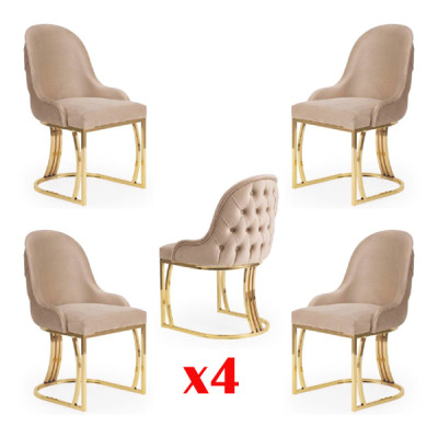 Dining room Textile Gastro Chair Design Set 4x Armchair Fabric Upholstery Chairs