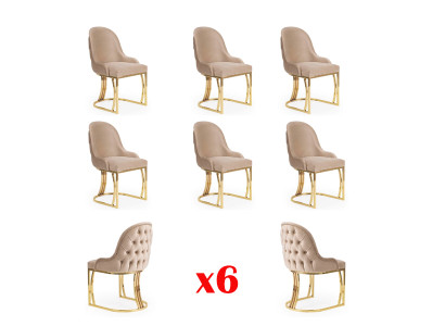 Set 6 Armchair Chair Design Metal Fabric Upholstery Chairs Dining room Textile