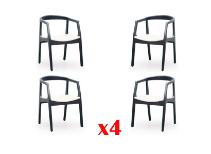 Set 4x Chair Design Wood Textile Upholstery Chairs Gastro Dining room Fabric