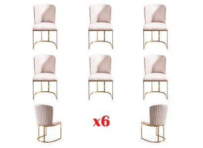 Dining room chair Designer Chairs new Set 6x Fabric Solid wood Chair