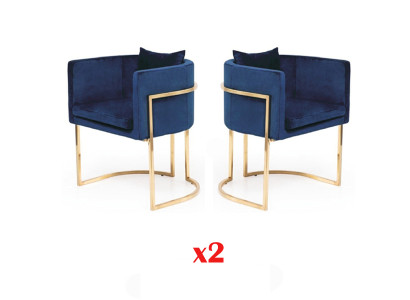 Chair 2x Dining Room Chairs Armchair stainless steel Design Furniture Metal Steel