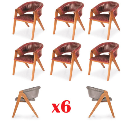 Modern Solid Wood Armchair Set 6x Luxury Restaurant Dining room Chair
