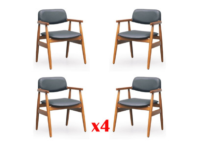 Set Chair Suite Upholstery Living room Wood 4x Chairs Dining room Group