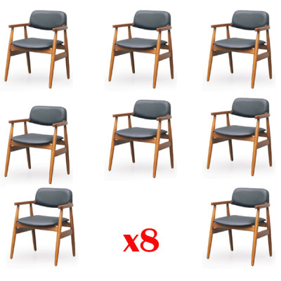 Suite Armchair Upholstery Design 8x Chairs Group Set Armchair Dining room Chair