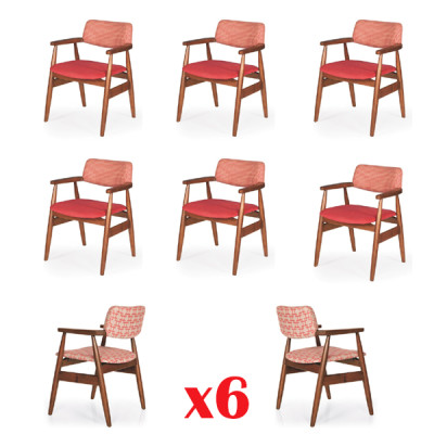 Dining room Upholstery Seat Chairs Suite Complete 6 Designer Chair Set
