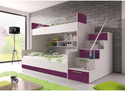 Purple Double bunk bed Bunk Bed Childrens room Beds Loft bed High gloss Furniture