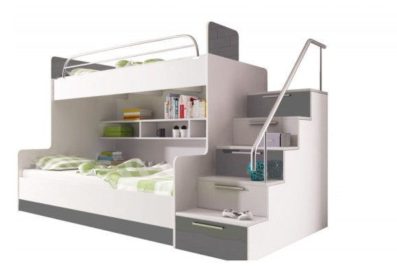 Gray Double bunk bed Bunk Bed Childrens room Beds Loft bed High gloss Furniture