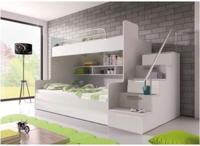 Bunk Bed Childrens room Beds Loft bed Double bunk bed High gloss Furniture White