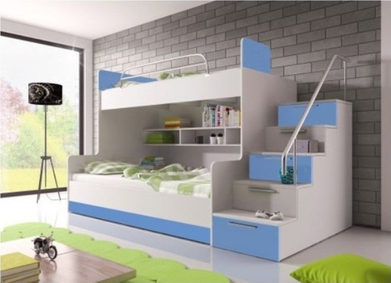 Boys Bunk Bed Childrens room Beds Loft bed Double bunk bed High gloss Furniture