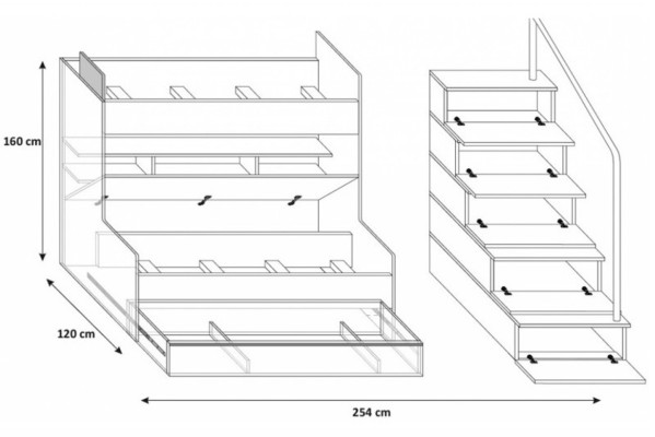 Boys Bunk Bed Childrens room Beds Loft bed Double bunk bed High gloss Furniture