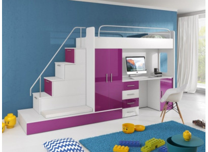 Lilac Children Loft bed Bunk bed Double bunk bed Bed High Gloss Furniture