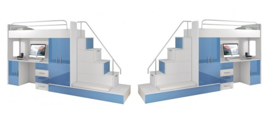 Bunk bed Loft bed Blue Childrens room Beds Loft beds Bunk Turkis Bed new