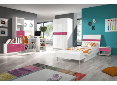 Shelf Wardrobe Bookcase for Childrens room Youth Room White Pink High Gloss