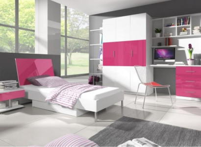 Bed + Bedside table Childrens room Bedroom Furniture Beds 2-piece set pink