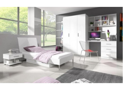 Modern Children's room Set Bed Bedside table Wardrobe Desk Bookshelf 5 pieces.