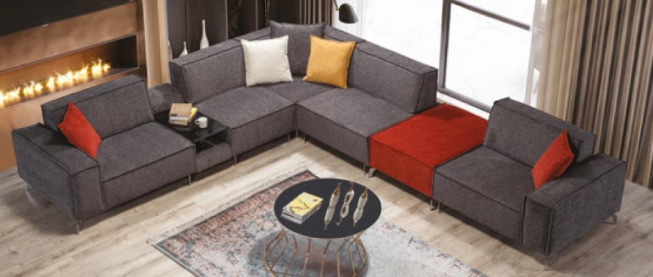 Corner sofa Couch Living landscape Gray Textile Couches Sofa Upholstery Corner suite new