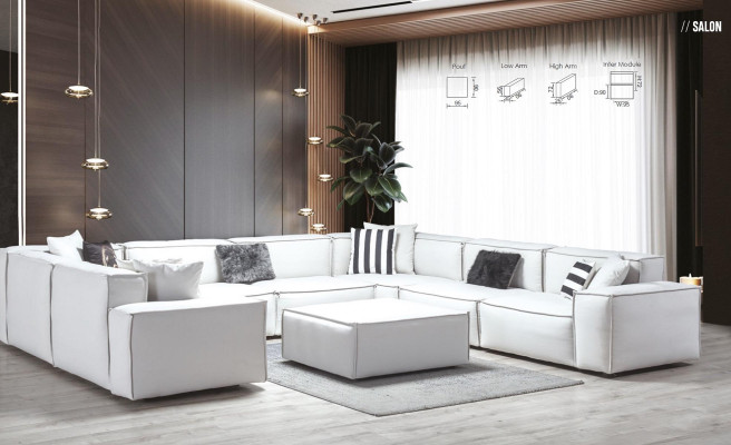 Corner sofa U-shape White Living landscape Couch Upholstery Corner suite Corner suite Sofa