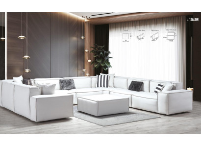 Corner sofa U-shape White Living landscape Couch Upholstery Corner suite Corner suite Sofa