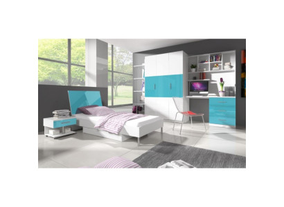 Designer Childrens room Youth room Bedroom Table Bed Chest of drawers Wardrobe 5pcs