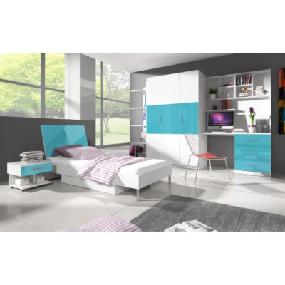 Wardrobe Bedroom Multipurpose Cabinets Wood 3 door Blue new