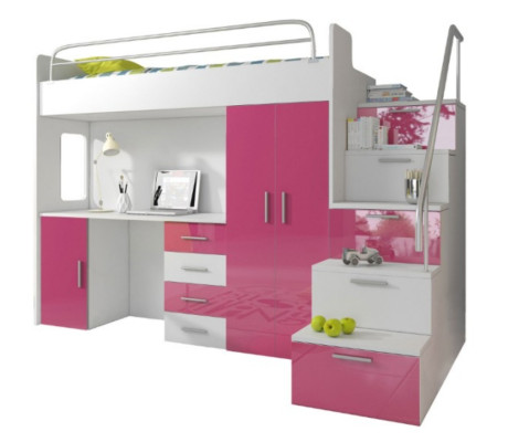 Double bunk bed Bunk bed Bed Childrens bed Youth bed Loft bed Rosa Childrens room