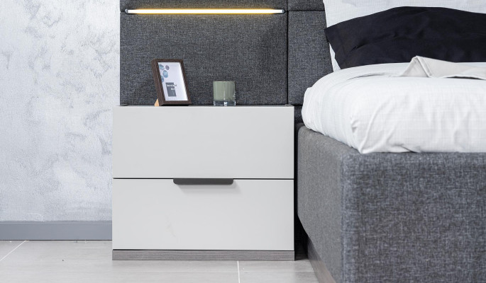Luxury Bedside table Alt White 2x Bedside tables Set Wood Console 61x45x52cm