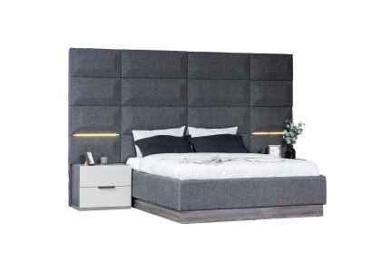 Gray Bedroom Set Complete Furniture Bed Wardrobe Bedside tables Furniture 5pcs Wood