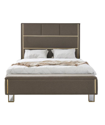 Taupe Upholstery Beds Double bed Wood Bedroom Furniture Hotel Upholstery 180x200