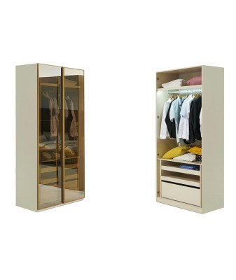 Walk-in Wardrobe Furniture Glass Cabinet Tinted Fronts Wardrobe Corner Cabinet