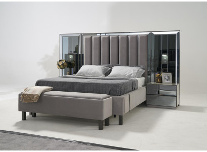 Bedroom Set Bed 2x Bedside table Stool Double Beds Upholstery Furniture 4pcs. new