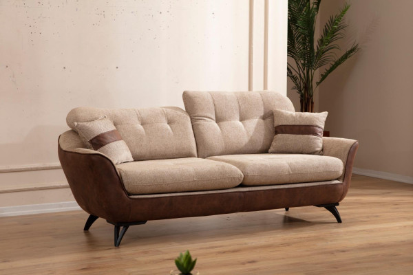 Sofa 3 Seater Three Seater Furniture Couches Brown Sofas Fabric Upholstery Living room