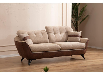 Sofa 3 Seater Three Seater Furniture Couches Brown Sofas Fabric Upholstery Living room