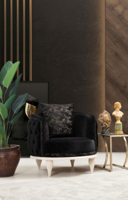 Round Armchair TV Chair Single Seat Furniture Lounge Club Relax Black