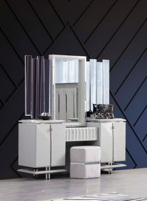 Dressing table Mirror Luxury Modern Console Furniture Chest of drawers Bedroom White Wood