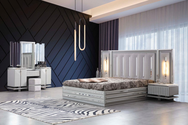 Dressing table Mirror Luxury Modern Console Furniture Chest of drawers Bedroom White Wood