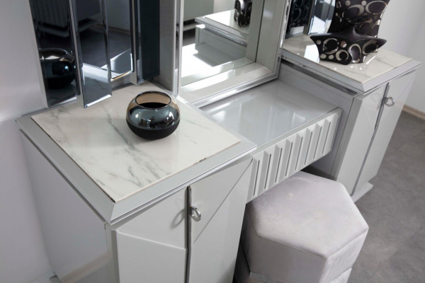 Dressing table Mirror Luxury Modern Console Furniture Chest of drawers Bedroom White Wood