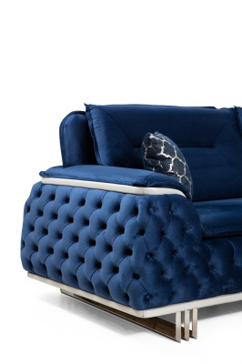 Blue e Chesterfield three-seater couch 240cm sofa couches design furniture textile new