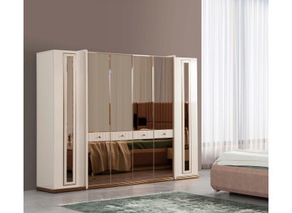 Six Door Wardrobe Wardrobe Beige Cabinets Furniture Wood Wardrobe Cabinet