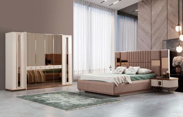 Six Door Wardrobe Wardrobe Beige Cabinets Furniture Wood Wardrobe Cabinet