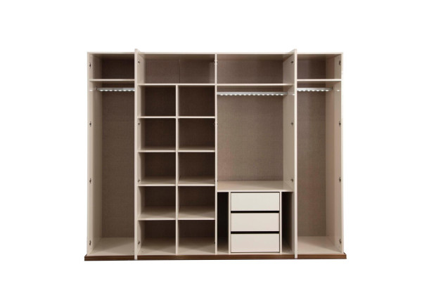 Six Door Wardrobe Wardrobe Beige Cabinets Furniture Wood Wardrobe Cabinet