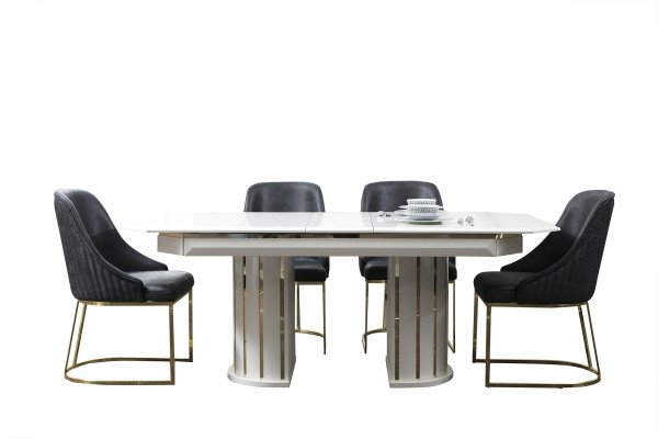 Dining room Group dining set Table Dining table Armchair Furniture 4x Chairs 7pcs