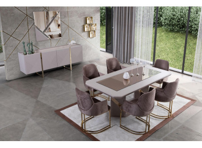 Dining room Table Dining table Sideboard 6 XChairs Furniture 8 pcs. Wooden tables