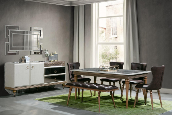 Dining room set stool table chairs dining set table set sideboard 6 pieces.
